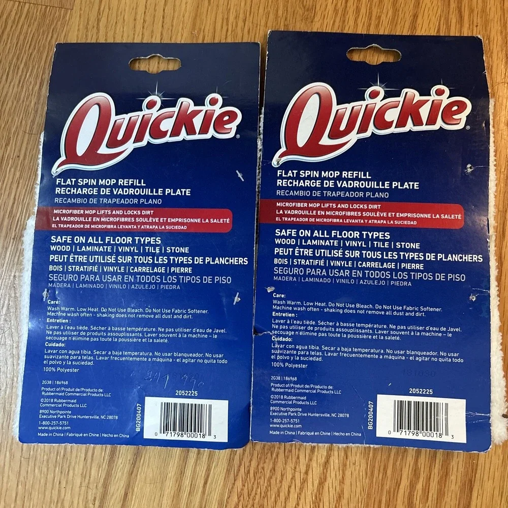 (2) NEW QUICKIE FLAT SPIN‎ MOP REFILL PAD HEAD FLOOR CLEANING MICROFIBER 2052225